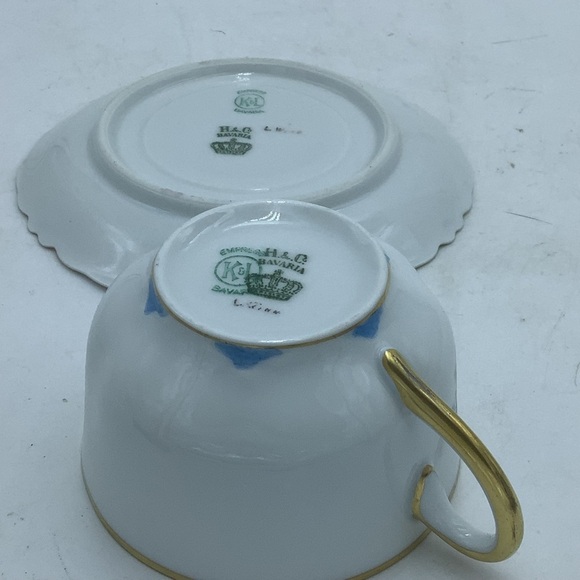 Empress H & C Bavaria Blue Floral Cup and Saucer - Picture 7 of 9